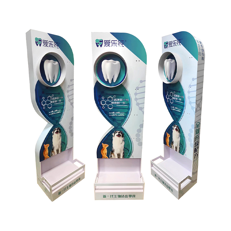 What are the key design considerations for the load-bearing structure of a Chevron board pet products display stand?