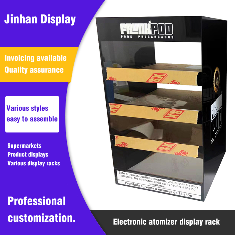 How can the light transmittance of an acrylic electronic atomizer display stand be optimized to better highlight the product features of the atomizer?
